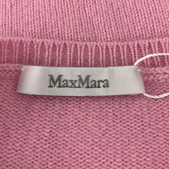 MaxMara Pink Crewneck Knit Sweater With Green Embroidered "M" Logo - Picture 5 of 7